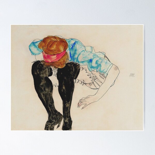 Egon Schiele - Blond Girl, Leaning Forward With Black Egon Schiele - Blond Girl, Leaning Forward With Black