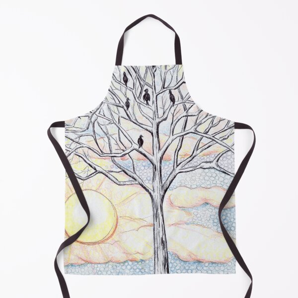 Item preview, "The Gathering" Black Birds in a Tree Sunrise Drawing designed and sold by Michelebuttons.