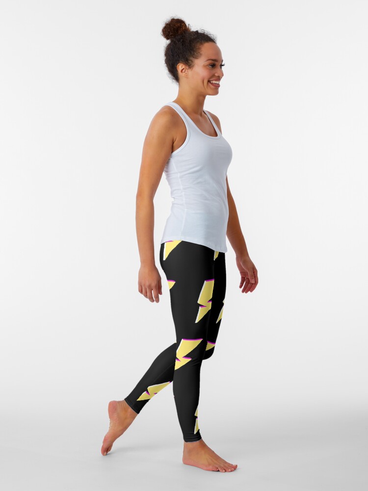 Discover Bolt Symbol Pattern Yellow Leggings