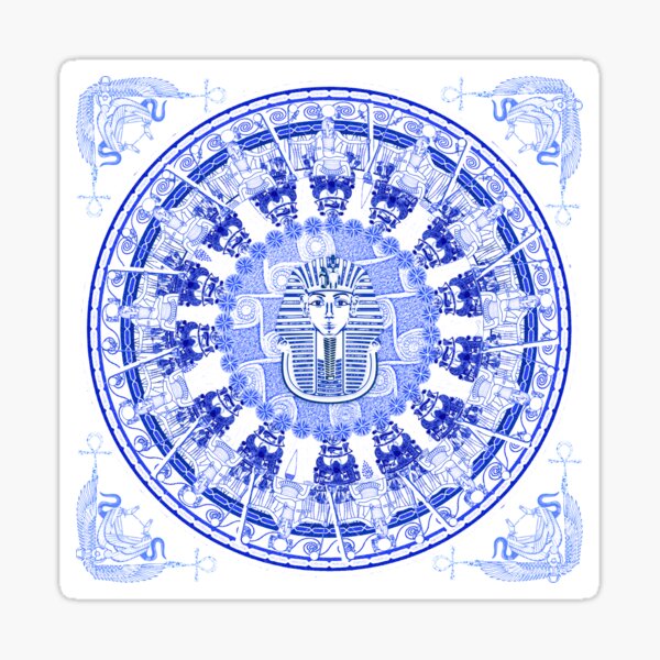 Egyptian Blue and White King Tut (SPODE INSPIRED) Sticker