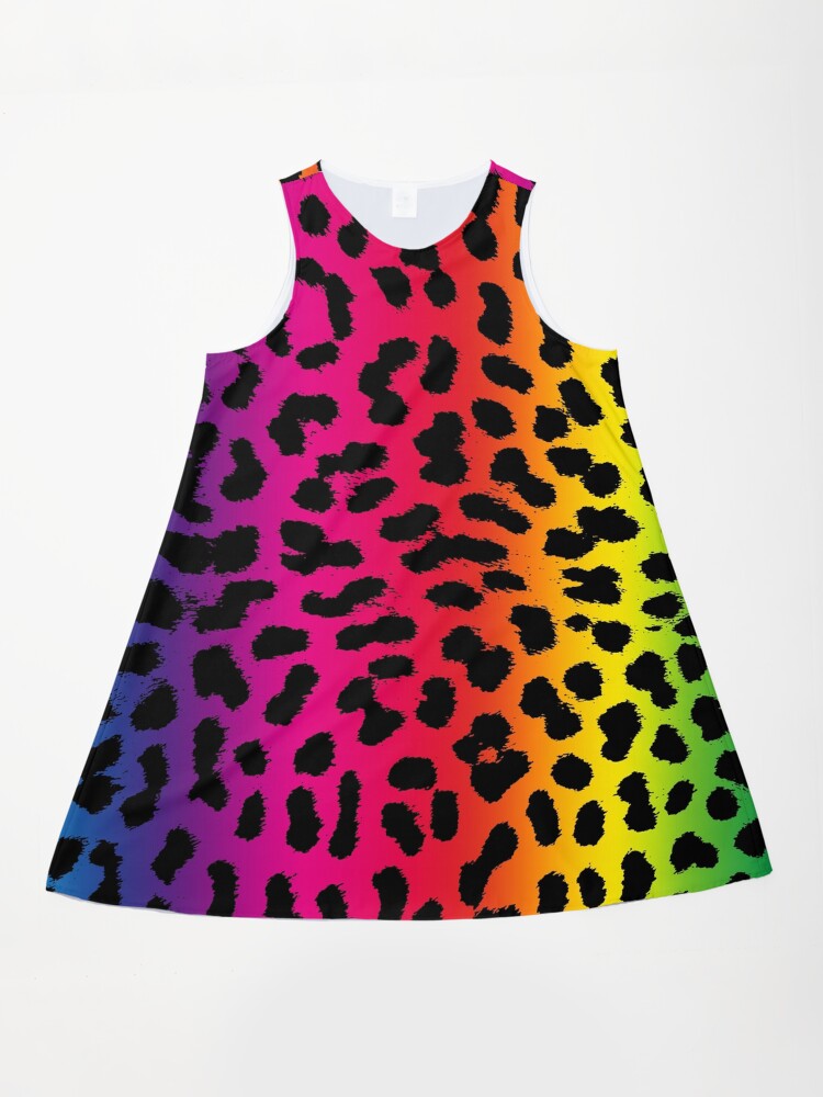 Rainbow Animal Pattern Colorful Leopard Design Gift Cheetah" A-Line Dress  by MadandMean | Redbubble