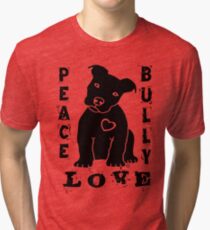 Camiseta de tejido mixto Peace Love Bully - Pit Bull