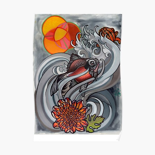 venn diagram goldfish tattoo flash Poster