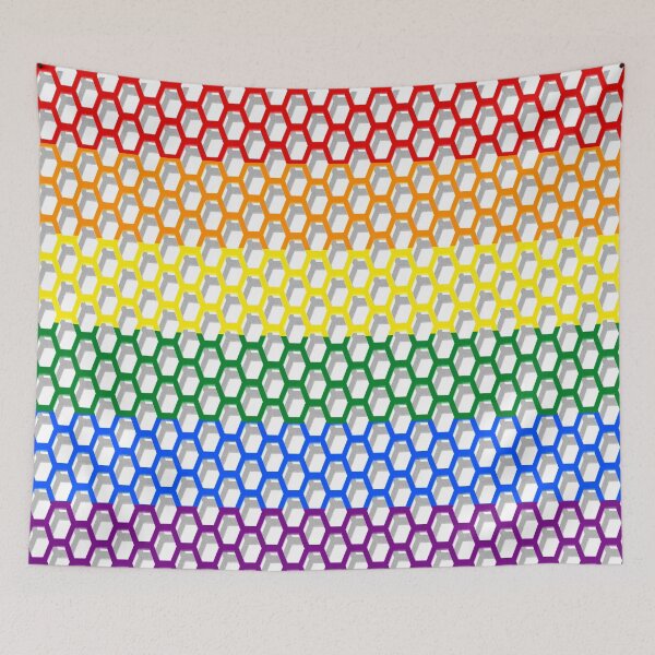 Item preview, LGBTQ Rainbow Flag Colors Geometric Pattern Grid designed and sold by Carl's Clothing.