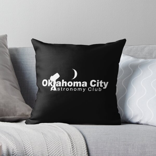 Official Oklahoma City Astronomy Club Logo (white on black) Throw Pillow