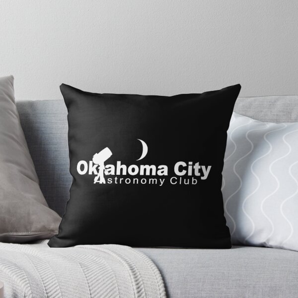 Official Oklahoma City Astronomy Club Logo (white on black) Throw Pillow