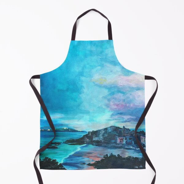 Item preview, seaside town in blue designed and sold by artbanannie.