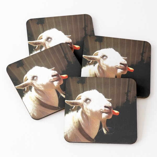 Item preview, Funny smiling goat with carrot cigar  designed and sold by Mimi Huang.
