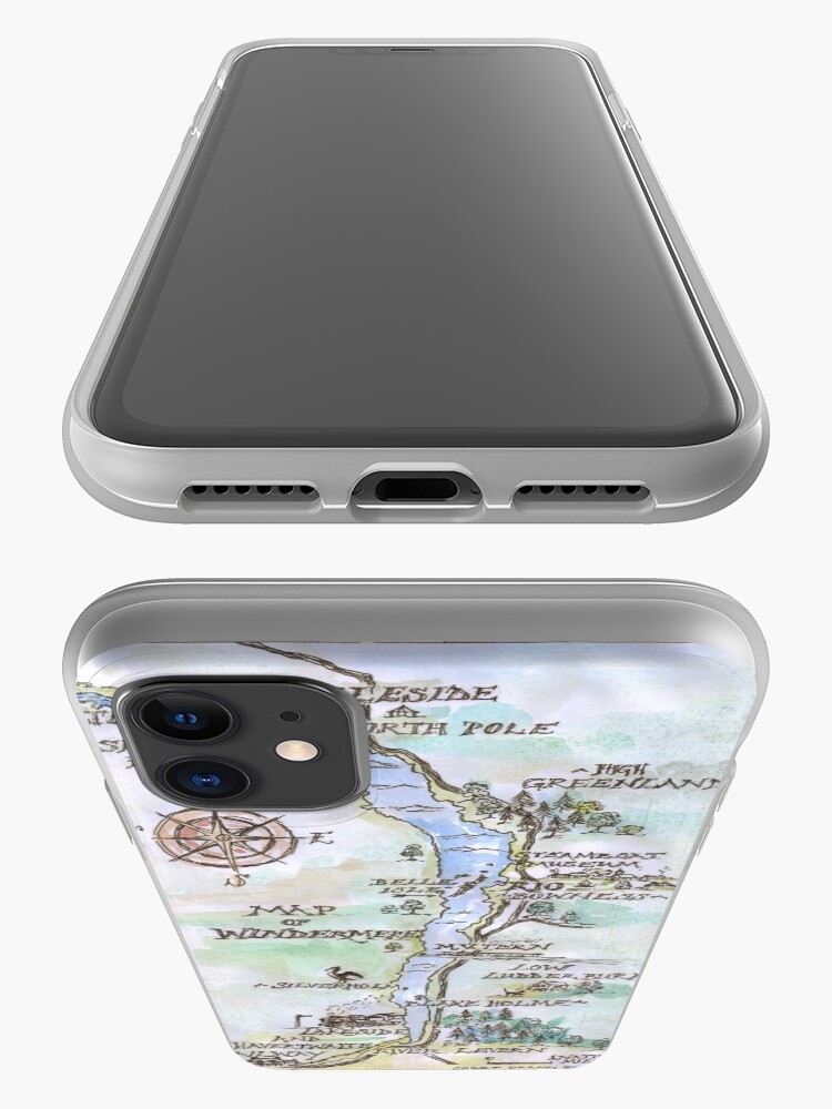 Alternate view of Swallows and Amazons map of Windermere in spring colours - iPhone Case & Cover