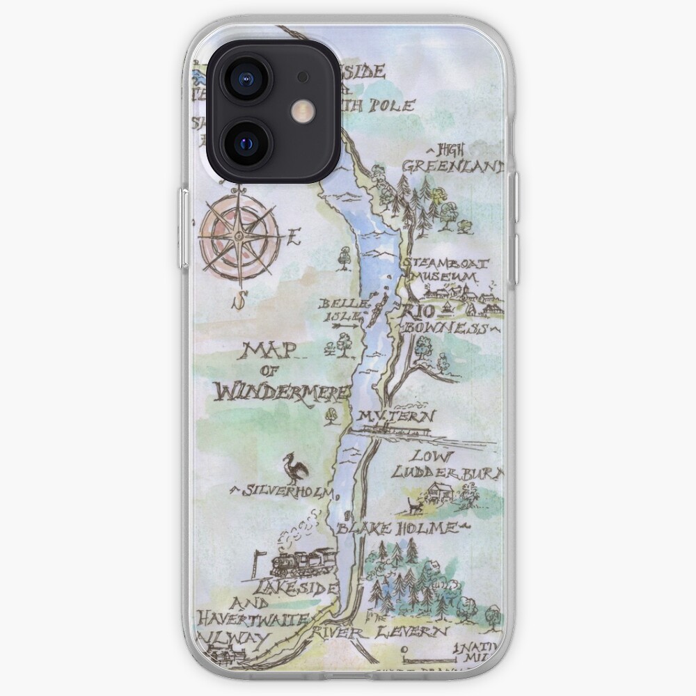 Swallows and Amazons map of Windermere in spring colours - iPhone Case & Cover