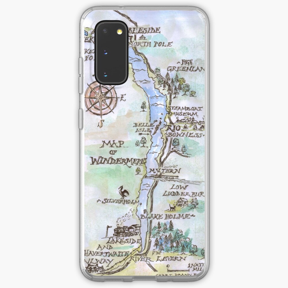 Swallows and Amazons map of Windermere in spring colours - Case & Skin for Samsung Galaxy