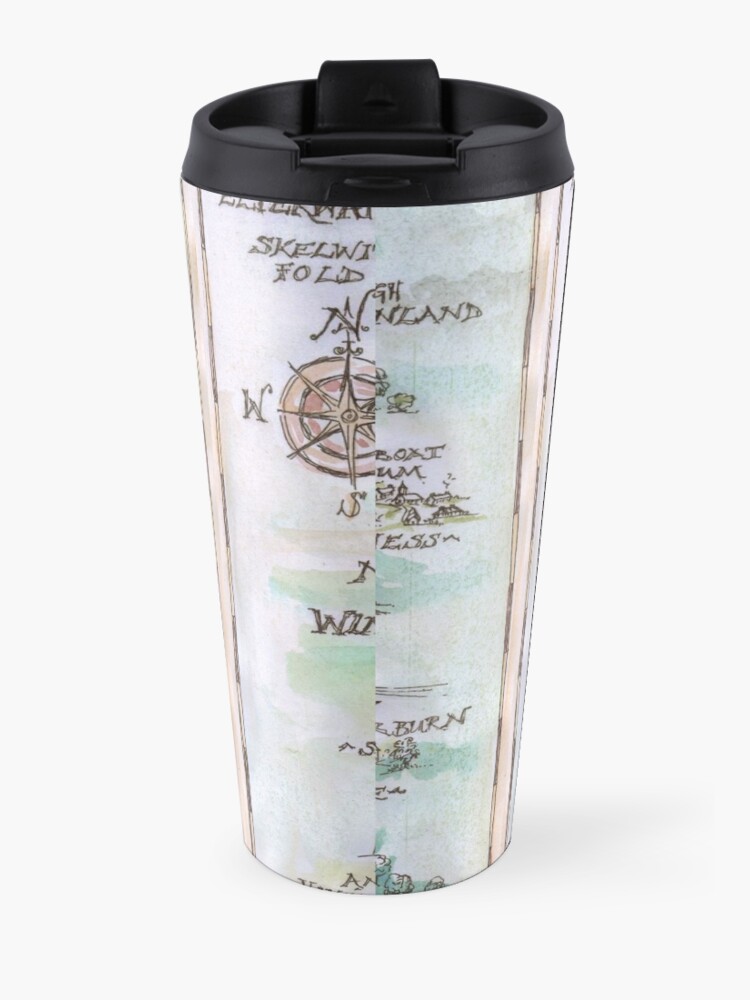 Alternate view of Swallows and Amazons map of Windermere in spring colours - Travel Coffee Mug