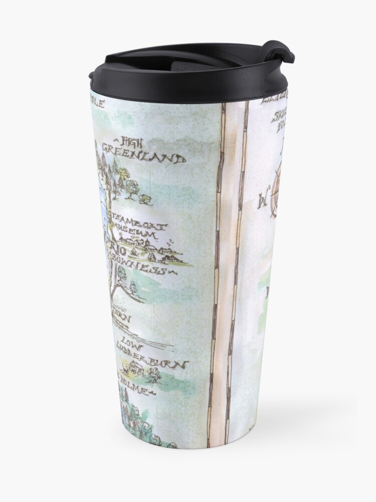 Alternate view of Swallows and Amazons map of Windermere in spring colours -  Travel Coffee Mug