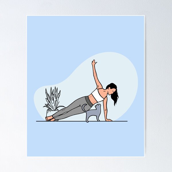 Item preview, YOGA WITH CAT Side Plank designed and sold by Trio's Stuff.