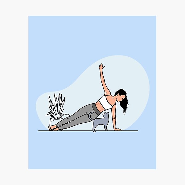 Item preview, YOGA WITH CAT Side Plank designed and sold by Trio's Stuff.
