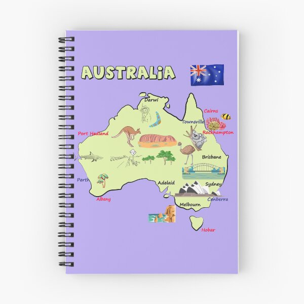 Item preview, Australia Map with major cities, flag, landmarks and tourist attractions designed and sold by mashmosh.