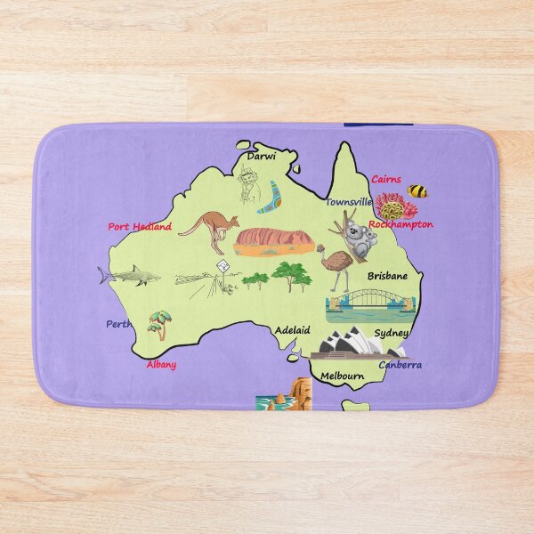 Item preview, Australia Map with major cities, flag, landmarks and tourist attractions designed and sold by mashmosh.