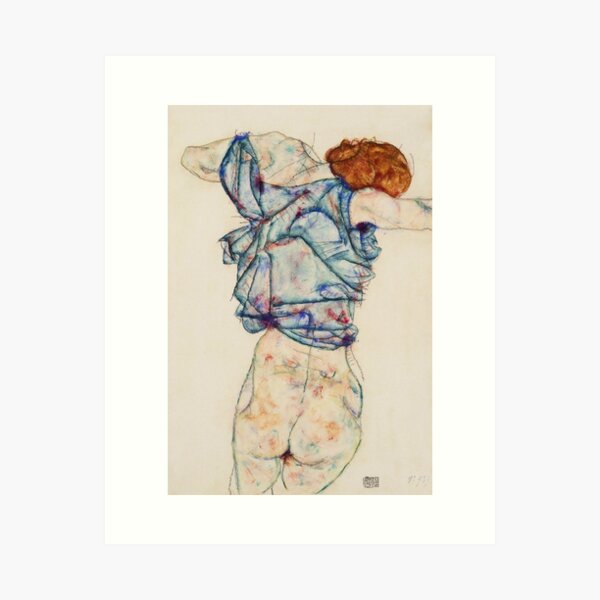 Aperçu de l'œuvre Egon Schiele - Femme se déshabillant créée et vendue par artcenter.