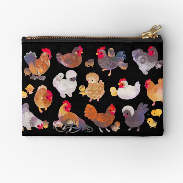 Chicken and Chick - dark Zipper Pouch