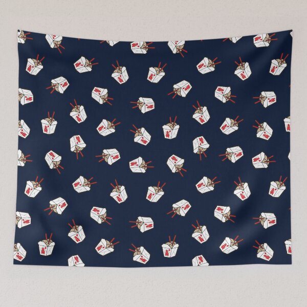 Item preview, Take-Out Noodles Box Pattern on Navy Blue designed and sold by evannave.