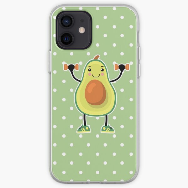 Cute Avocado Lifting Weights, Dumbells, Working Out iPhone Soft Case