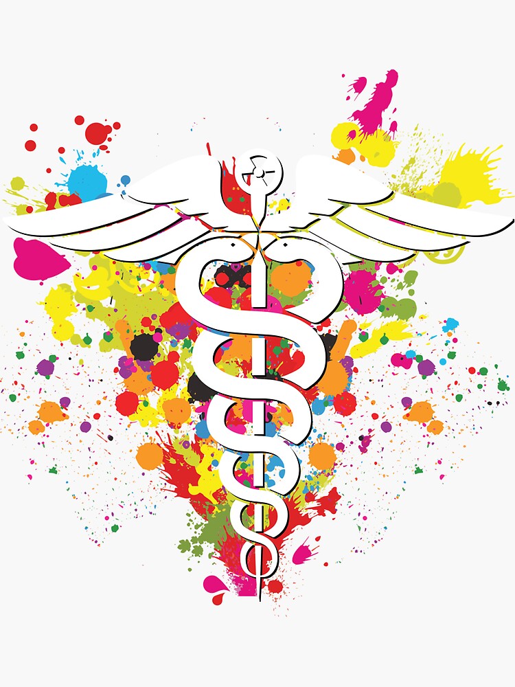 Radiology Tech Caduceues Colorful Rainbow Splatter Sticker By Griffsgraphix Redbubble 1525