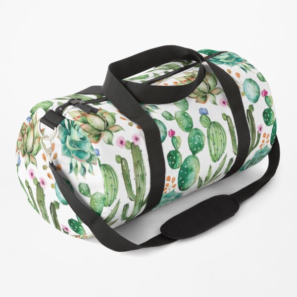 Watercolor Cactus Pattern Duffle Bag
