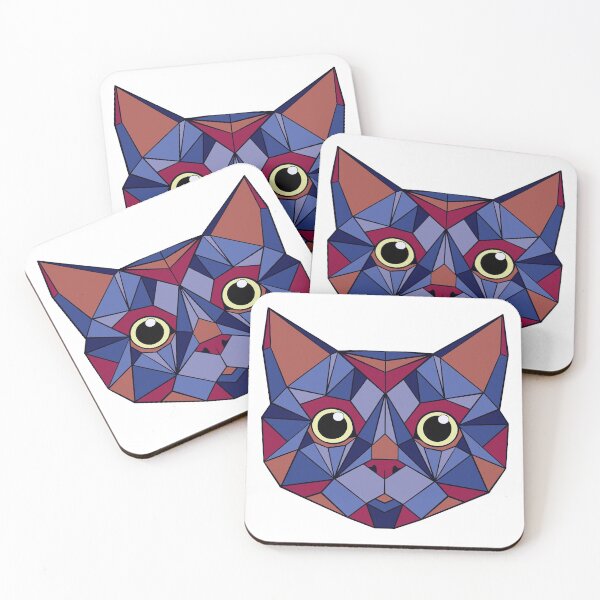 Item preview, Geometric Cat - Blue and Red designed and sold by Geometricshow.