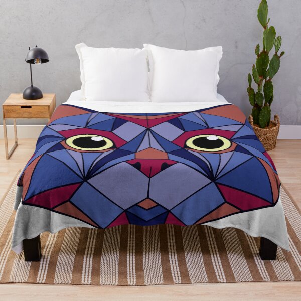 Item preview, Geometric Cat - Blue and Red designed and sold by Geometricshow.
