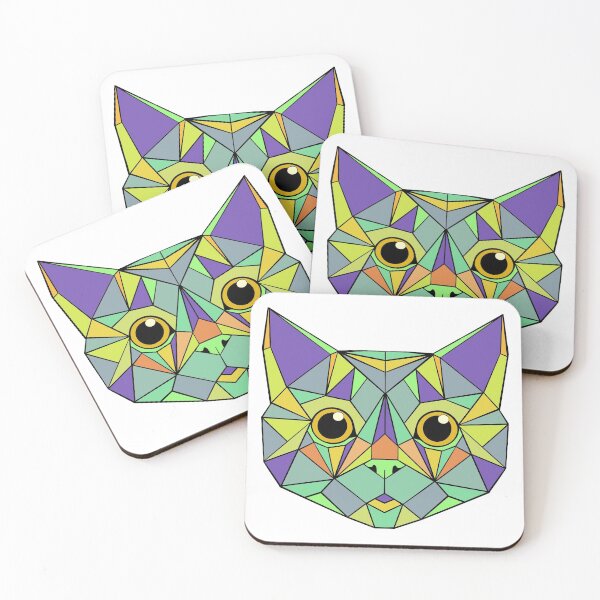 Item preview, Geometric Cat - Colourfull Green designed and sold by Geometricshow.