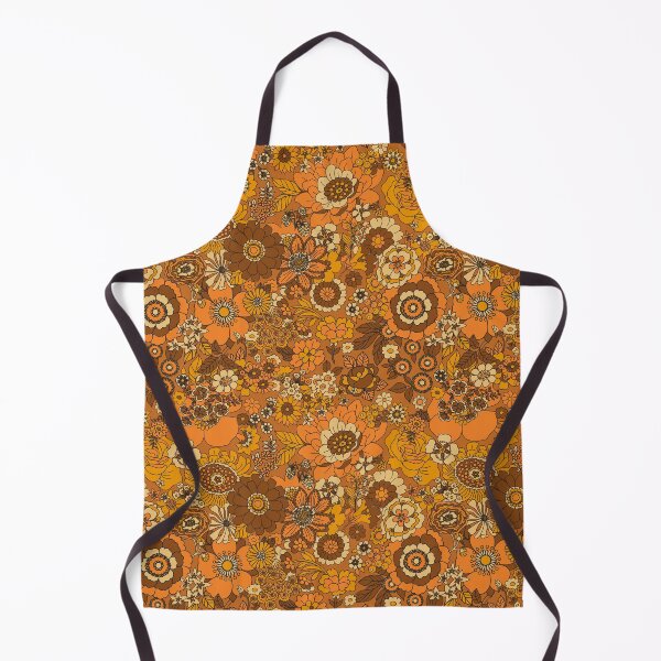 70s Floral in orange. Apron