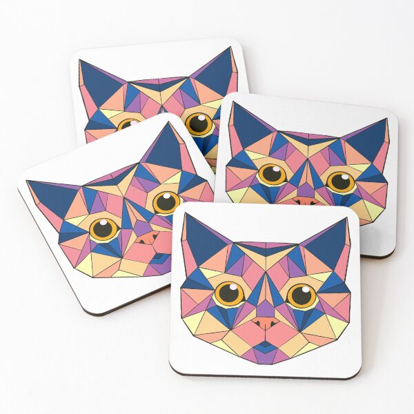 Item preview, Geometric Cat - Colourfull Pink and Blue designed and sold by Geometricshow.