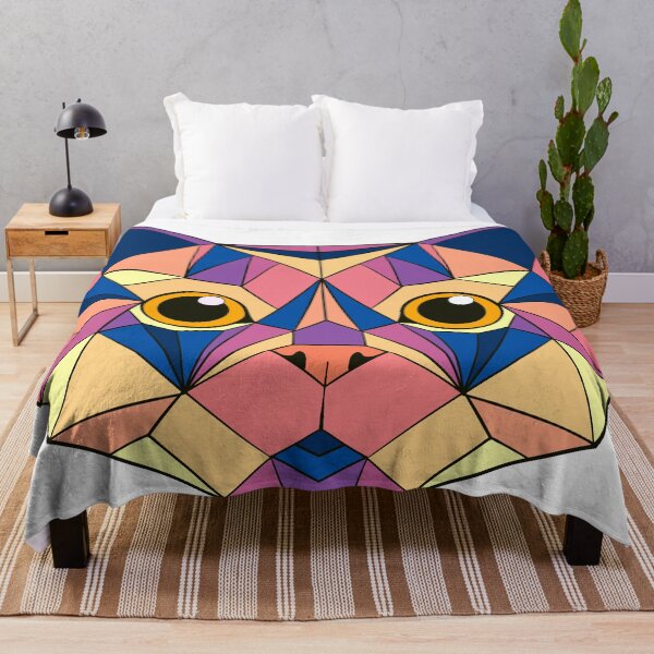Item preview, Geometric Cat - Colourfull Pink and Blue designed and sold by Geometricshow.