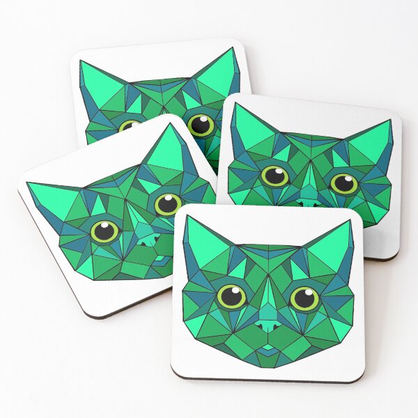 Item preview, Geometric Cat - Green designed and sold by Geometricshow.
