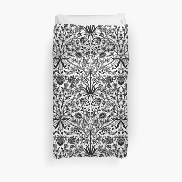 William Morris Hyacinth Print, Black, White & Gray Duvet Cover