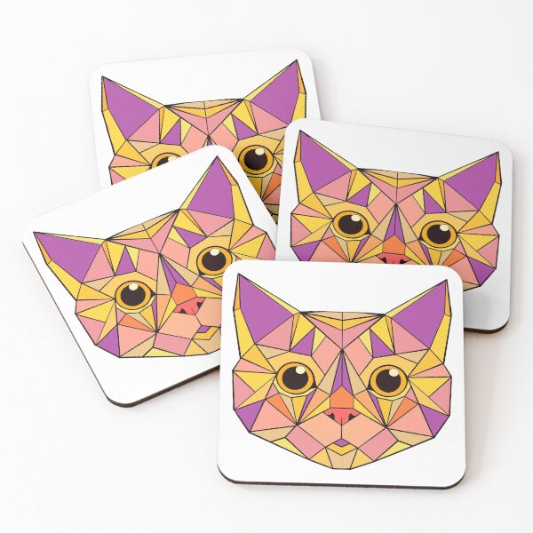 Item preview, Geometric Cat - Pink Lilac Yellow designed and sold by Geometricshow.