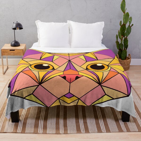 Item preview, Geometric Cat - Pink Lilac Yellow designed and sold by Geometricshow.