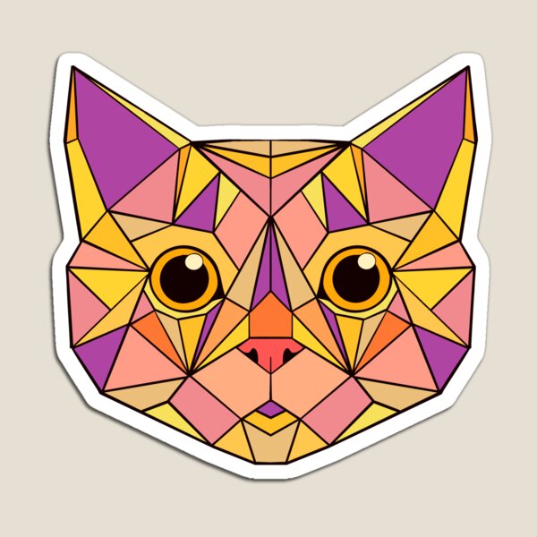 Aperçu de l'œuvre Chat Géométrique - Rose Lilas Jaune créée et vendue par Geometricshow.