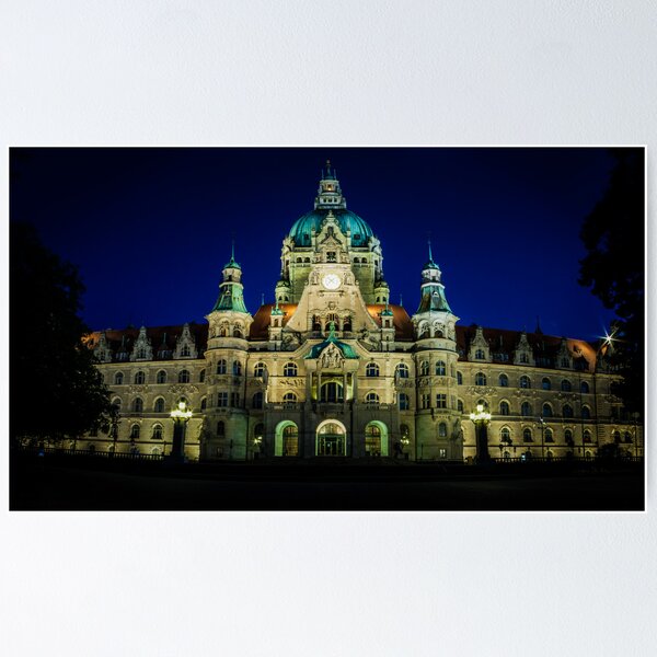 Item preview, night shot of the town hall of hanover designed and sold by dirk hinz.