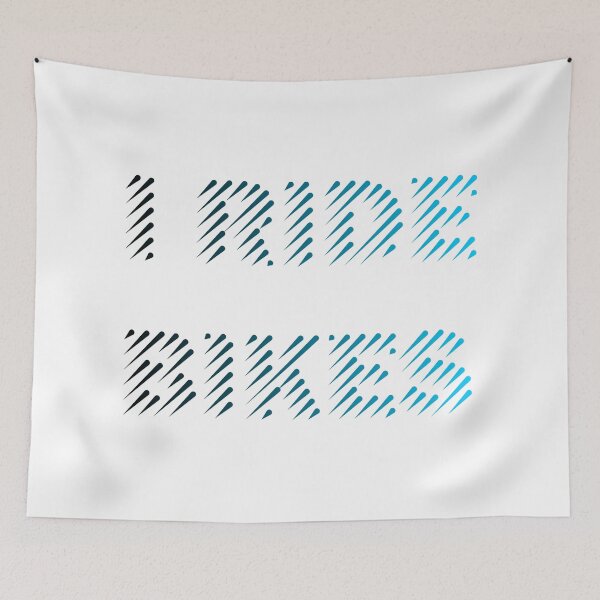 Item preview, I Ride Bikes Black Light Blue Line Art designed and sold by RabeDesigns.