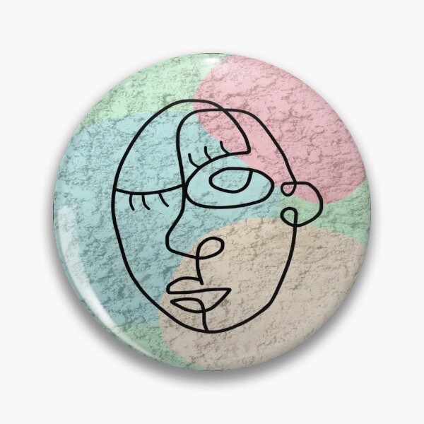 Item preview, Line Face design on a green, blue, yellow background. decorating, interiors designed and sold by jayne0524.