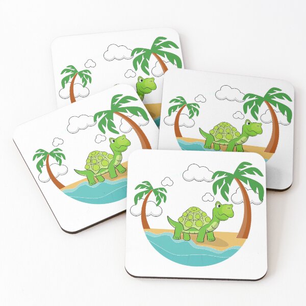 Item preview, Happy Tortoise / Turtle on Tropical Desert Island watching waves in the ocean designed and sold by MangojellyLabs.