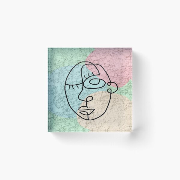 Item preview, Line Face design on a green, blue, yellow background. decorating, interiors designed and sold by jayne0524.