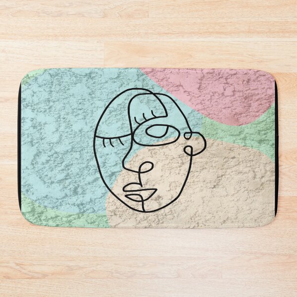 Item preview, Line Face design on a green, blue, yellow background. decorating, interiors designed and sold by jayne0524.