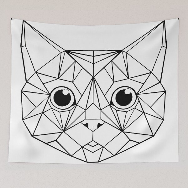 Aperçu de l'œuvre Chat géométrique - noir et blanc créée et vendue par Geometricshow.