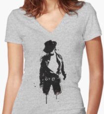 Michael Jackson ink Portrait Women's Fitted V-Neck T-Shirt
