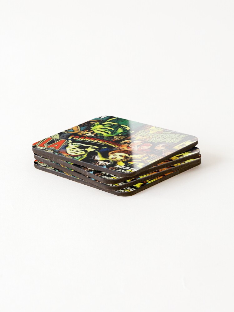 Alternate view of Horror cult universal monsters movies face mask Coasters (Set of 4)