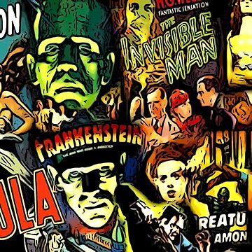 Artwork thumbnail, Horror cult universal monsters movies face mask by alessiofano
