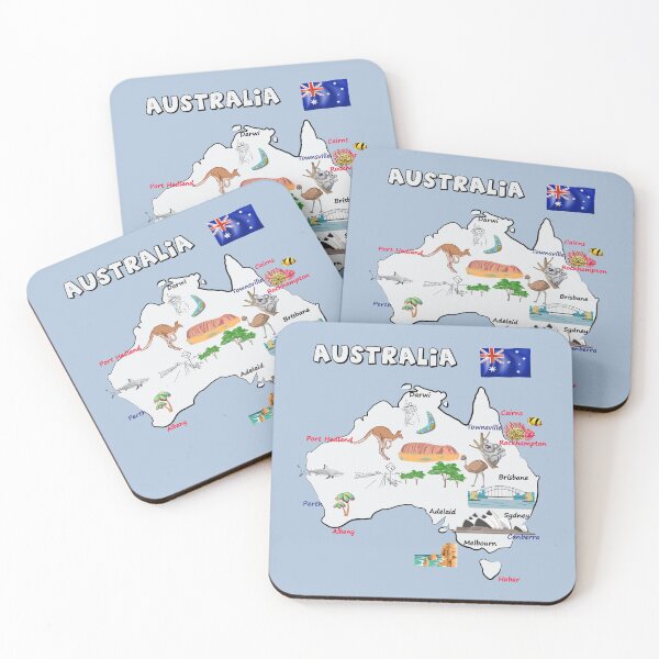 Item preview,  Map of  Australia with major cities, flag, landmarks and tourist attractions designed and sold by mashmosh.