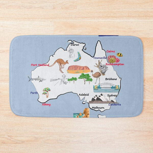 Item preview,  Map of  Australia with major cities, flag, landmarks and tourist attractions designed and sold by mashmosh.